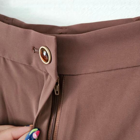 NEW Simple Retro Daiki Chiffon Straight Shorts M Brown Knee Lengths NWT - Picture 5 of 8